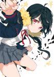 1girl black_hair clenched_hand gj jacket long_hair original red_eyes school_uniform skirt solo twintails 