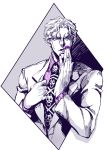  1boy formal gedoooo jojo_no_kimyou_na_bouken kira_yoshikage monochrome nail_polish necktie severed_hand solo suit violet_eyes 
