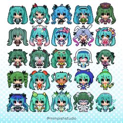 >_< +_+ 6+girls ahoge angel_(module) animal_ear_hairband animal_ears apron black_eyes blue_eyes blue_hair bottle bow bowtie brazilian_miku bun_cover cantarella_(vocaloid) china_dress chinese_clothes closed_eyes coke-bottle_glasses commentary confessions_of_a_rotten_girl_(vocaloid) cosplay detached_hair double_bun dress drill_hair empty_eyes english_commentary eyepatch eyewear_on_head fake_animal_ears fang flower food-themed_hair_ornament full_body glasses green_eyes green_hair hair_bun hair_flower hair_ornament hair_ribbon hair_scrunchie hairband hajimete_no_oto_(vocaloid) hat hatsune_miku hatsune_miku_(dark_angel) hatsune_miku_(ichi_no_sakura_oka) hatsune_miku_(infinity) hatsune_miku_(jersey) hatsune_miku_(rosa_bianca) hatsune_miku_(sonic_style) hatsune_miku_(supreme) hatsune_miku_no_gekishou_(vocaloid) headphones heart heart_hair_ornament highres himitsu_keisatsu_(vocaloid) holding holding_bottle holding_wand ima_sugu_rinne_(vocaloid) jacket lemon_melon_cookie_(vocaloid) leotard lily_of_the_valley long_hair long_sleeves m@gical_cure!_love_shot!_(vocaloid) magical_girl mask matryoshka_(vocaloid) medical_eyepatch melon_hair_ornament mesmerizer_(vocaloid) military_hat mimpish monitoring_(vocaloid) multicolored_hair multiple_girls multiple_persona nun nurse_cap odochina_(vocaloid) pantyhose pink_eyes pink_hair pixel_art poppippoo_(vocaloid) project_diva_(series) rabbit_ear_hairband rabbit_ears rabbit_hole_(vocaloid) red_eyes ribbon school_uniform scrunchie senbon-zakura_(vocaloid) senbonzakura_(vocaloid) shinkai_shoujo_(vocaloid) shirt short_hair short_sleeves smile sonic_(series) sonic_the_hedgehog sonic_the_hedgehog_(cosplay) static_(vocaloid) suna_no_wakusei_(vocaloid) sunglasses t-shi_no_hanashi_wo_shinjiru_na_(vocaloid) t-shirt tan track_jacket twin_drills twintails vampire_(vocaloid) very_long_hair visor_cap vocaloid wand wide_sleeves wing_hair_ornament winged_headphones wings world_is_mine_(vocaloid) worldwide_miku x_hair_ornament yuki_miku yuki_miku_(2015)