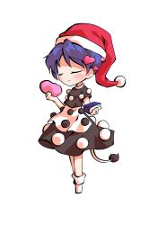 1girl black_shirt black_skirt blue_hair book chibi chibi_only commentary_request dairi doremy_sweet dream_soul full_body hat holding holding_book large_variant_set nightcap shirt short_hair short_sleeves skirt socks solo tachi-e tail touhou transparent_background variant_set white_socks 
