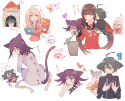  &gt;_&lt; ... 2boys 2girls ? aegyo_sal aged_down ahoge akamatsu_kaede animal animal_ears antenna_hair aqua_hair arm_belt arrow_(symbol) baby backpack bag belt belt_buckle black_jacket black_sailor_collar black_scarf blonde_hair blunt_bangs bow bowl bowtie breasts brooch brown_hair buckle carrying carrying_baby carrying_person cat_boy cat_ears cat_tail checkered_clothes checkered_scarf closed_mouth clown_mask collared_jacket collared_shirt commentary_request cross-laced_jacket danganronpa_(series) danganronpa_v3:_killing_harmony denim disgust dog dog_boy dog_ears dog_tail doghouse doodle_inset downturned_eyes expressive_hair eyelashes floppy_ears flower flower_brooch furrowed_brow hair_between_eyes hair_ornament hair_scrunchie hairclip hand_on_another&#039;s_chin harukawa_maki heart heart_antenna_hair high_collar holding holding_bag holding_bowl hug hug_from_behind infinity_symbol jacket jeans jewelry kemonomimi_mode large_breasts layered_sleeves lid light_frown long_eyelashes long_hair long_hair_between_eyes long_sleeves looking_at_another looking_at_hands looking_back looking_to_the_side low_twintails mask motion_lines multiple_boys multiple_girls multiple_views musical_note musical_note_hair_ornament necktie nervous_sweating oma_kokichi open_belt open_mouth pants pet_food petting pink_vest pinstripe_jacket pinstripe_pattern purple_hair purple_necktie red_eyes red_scrunchie red_shirt saihara_shuichi sailor_collar sakura_(fein5862817) scared scarf school_uniform scrunchie serafuku shiba_inu shirt sidelocks simple_background sleeve_cuffs smile speech_bubble spoken_ellipsis spoken_question_mark sweat tail thigh_belt thigh_strap torn_clothes torn_jeans torn_pants translation_request trash_can turn_pale twintails two-tone_scarf unworn_mask v-neck very_long_hair vest violet_eyes white_background white_bag white_belt white_bow white_bowtie white_flower white_jacket white_mask white_pants white_scarf white_shirt wide-eyed yellow_eyes 