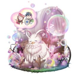  1other artist_request bird cart closed_eyes closed_mouth crescent doodle_inset dreaming filo_(filolial_form)_(tate_no_yuusha_no_nariagari) filo_(tate_no_yuusha_no_nariagari) filolial game_cg iwatani_naofumi no_humans official_art on_grass outdoors raphtalia simple_background sitting sleeping soap_bubbles sparkle star_(symbol) tate_no_yuusha_no_nariagari tate_no_yuusha_no_nariagari_rerise transparent_background zzz 