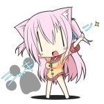  1girl animal_ears cat_ears cat_tail chibi long_hair lowres original pink_hair shia_flatpaddy shirasu_youichi solo tail 