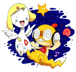  :d character_request coke-bottle_glasses cosplay glasses hat headphones keroro_gunsou kimori_mfkayj kururu_(keroro_gunsou) kururu_(keroro_gunsou)_(cosplay) no_humans pokemon pokemon_(creature) scraggy smile tamama tamama_(cosplay) togetic yellow_hat 