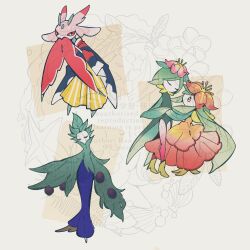  1other 3girls antennae arboliva arthropod_girl arthropod_limbs black_coat blue_pants closed_eyes clothed_pokemon coat colored_skin crown dress flower full_body furry furry_female gold_crown gradient_legwear green_hair green_leotard green_skin hair_flower hair_ornament hisuian_lilligant leotard lilligant long_hair looking_at_viewer lurantis mantis_girl mini_crown monster_girl multicolored_skin multiple_girls no_mouth olive orange_dress orange_eyes orange_flower pants pink_eyes pink_flower pink_skin plant_girl plant_hair plant_monster pokemon pokemon_(creature) praying_mantis regional_and_normal rendoll shoes short_hair simple_background standing white_background white_skin yellow_crown yellow_pants yellow_shoes 