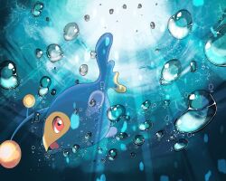  air_bubble bubble catsbell day lanturn no_humans open_mouth outdoors pokemon pokemon_(creature) red_eyes sunlight underwear 