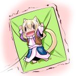  1girl animal_ears arms_up cat_ears cat_tail chibi hoshizuki_(seigetsu) kite mizuhashi_parsee open_mouth puru-see skirt solo tail touhou trembling |_| 