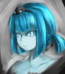  1girl blue_eyes blue_hair genderswap league_of_legends nam_(valckiry) pale_skin personification short_hair solo_focus twintails xerath 