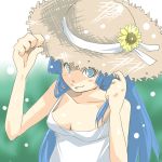  1girl aoki_reika bare_shoulders dress flower happy hat kasetsu looking_at_viewer precure smile smile_precure! solo straw_hat 