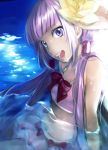  1girl bikini bow flower hair_flower hair_ornament long_hair maruishi partially_submerged pink_bikini purple_hair smile solo sophie_(tales) swimsuit tales_of_(series) tales_of_graces twintails violet_eyes water wet 
