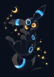  alternate_color animal_focus black_eyes black_fur closed_mouth colored_sclera crescent_moon full_body highres looking_at_viewer merino_(merino_9999) moon no_humans pokemon pokemon_(creature) pokemon_focus shiny_pokemon solo star_(symbol) umbreon yellow_sclera 