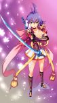  1girl breasts gloves highres kawagoe_pochi no_bra purple_hair ragnarok_online short_hair solo sword weapon 