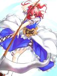  1girl hair_bobbles hair_ornament large_breasts looking_at_viewer mappe_(artist) onozuka_komachi red_eyes redhead scythe short_hair smile solo touhou twintails 