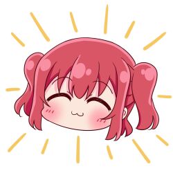  1girl :3 ^_^ blush chibi chibi_only closed_eyes closed_mouth commentary_request facing_viewer head_only highres kurosawa_ruby love_live! love_live!_sunshine!! medium_hair red_hair sidelocks simple_background solo suppii white_background 