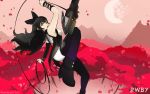  black_hair blake_belladonna bow hair_bow highres long_hair rwby wanderyen_erin weapon yellow_eyes 