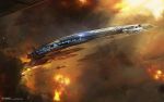  clouds condensation_trail epic highres mass_effect mass_effect_3 normandy normandy_sr-2 smoke space_craft sunlight 