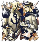  2boys anchor broken_glass dixie_cup_hat glass harumachi_(natutaka) higashikata_jousuke_(jojolion) jojo_no_kimyou_na_bouken jojolion multiple_boys sailor soft_&amp;_wet stand_(jojo) star 