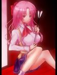  1girl arrow bow breasts hair_bow long_hair mnk pink_hair sayonara_wo_oshiete skirt solo ueno_koyori 