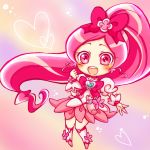  1girl bow cure_blossom earrings hanasaki_tsubomi heart heartcatch_precure! jewelry long_hair looking_at_viewer magical_girl mashu07 open_mouth pink pink_eyes pink_hair ponytail precure solo tagme very_long_hair 