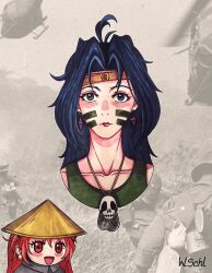  absurdres highres lina_inverse naga_the_serpent non-web_source retro_artstyle slayers vietnam_war vietnamese_clothes 