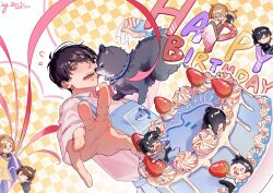  1boy animal apron black_eyes black_hair blue_apron cake character_doll d: dog_request doll dutch_angle english_text everyone food fruit furrification furry han_sooyoung happy_birthday holding_rag jung_heewon kim_dokja lee_gilyoung lee_hyunsung lee_jihye male_focus mini_person notice_lines omniscient_reader&#039;s_viewpoint outstretched_hand photo_(object) reaching reaching_towards_viewer shin_yoosung shirt short_hair sparkling_eyes squid strawberry streamers whipped_cream white_shirt wide-eyed yoo_joonghyuk yoo_sangah youyi494050 