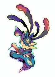  artist_name full_body highres lucario mega_lucario mega_pokemon midair pokemon powering_up red_eyes simple_background solo spikes tomycase white_background 