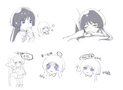  ... 1boy aged_down alternate_costume alternate_hair_length alternate_hairstyle blunt_ends blush bread casual cheek_bulge child chinese_text closed_eyes closed_mouth collared_shirt contemporary eating food food_wrapper genshin_impact greyscale head_rest highres holding holding_food leaning_on_person long_hair long_sleeves looking_at_viewer monochrome multicolored_hair multiple_views no_mouth puff_of_air purple_hair scaramouche_(genshin_impact) shimianaya shirt shorts slippers smug speech_bubble spoken_ellipsis spot_color standing streaked_hair stuffed_toy tearing_up translation_request violet_eyes wavy_eyes white_background wing_collar wispy_bangs 