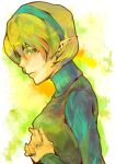  earrings green_eyes green_hair hairband jewelry nintendo ocarina_of_time pointy_ears saria smile the_legend_of_zelda 