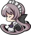  1girl blush bust chibi closed_eyes female long_hair lowres maid maid_headdress original profile simple_background smile solo syno very_long_hair white_background 