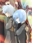  1boy 1girl ayanami_rei blue_hair bodysuit breasts crossover gintama kagami_rei multiple_crossover neon_genesis_evangelion pacific_rim plugsuit red_eyes sakata_gintoki seiyuu_connection short_hair silver_hair 