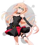  1boy bare_shoulders blonde_hair blue_eyes choker gatchaman_crowds glasses green_eyes highres kaisen long_hair ninomiya_rui side_ponytail skirt solo thigh_strap trap very_long_hair 