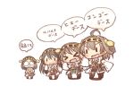  &gt;_&lt; 4girls ahiruaoba bare_shoulders black_hair blush brown_hair chibi detached_sleeves glasses hairband haruna_(kantai_collection) headgear hiei_(kantai_collection) japanese_clothes kantai_collection kirishima_(kantai_collection) kongou_(kantai_collection) long_hair multiple_girls open_mouth personification short_hair skirt smile sweatdrop waving |_| 