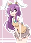  1girl alternate_costume animal_ears blush bunny_tail bwell long_hair open_mouth purple_hair rabbit_ears red_eyes reisen_udongein_inaba school_uniform skirt solo tail touhou 