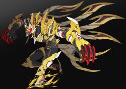 1boy armor black_bodysuit bodysuit cape catball1994 claw_(weapon) desire_driver dooms_geats_core_id extra_tails fox_mask gloves glowing glowing_eyes helmet id_core kamen_rider kamen_rider_dooms_geats kamen_rider_geats kamen_rider_geats:_jyamato_awaking kamen_rider_geats_(series) knee_spikes mask red_eyes rider_belt solo tokusatsu weapon