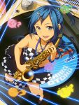  1girl blue_eyes blue_hair chiba_otoha instrument original pairan saxophone solo 