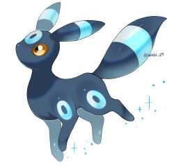  alternate_color animal_focus artist_name black_fur commentary_request facial_mark forehead_mark iwasi_29 no_humans pokemon pokemon_(creature) shiny_pokemon sparkle tail twitter_username umbreon white_background yellow_eyes 