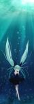  1girl absurdres aqua_eyes aqua_hair bubble dress hands_on_ears hatsune_miku highres katanakko_daisuki long_hair open_mouth shinkai_shoujo_(vocaloid) solo twintails underwater very_long_hair vocaloid 