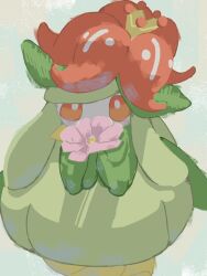  crown flower lilligant looking_at_viewer monster_girl orange_eyes plant_girl pokemon pokemon_(creature) pokemon_bw red_flower simple_background white_flower 