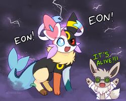  animal_ears animal_focus black_fur blue_eyes blue_sclera bow clothed_pokemon coke-bottle_glasses colored_sclera cosplay eevee espeon flareon fluffy forked_tail frankenstein frankenstein&#039;s_monster frankenstein&#039;s_monster_(cosplay) full_body giyu_(giyuyuchan) glaceon glasses highres jacket jolteon leaf leafeon mad_scientist neck_fur no_humans open_mouth orange_fur pink_fur pokemon pokemon_(creature) pokemon_focus purple_fur red_eyes red_sclera ribbon scientist smile standing stitched_face stitches sylveon tail umbreon vaporeon victor_frankenstein victor_frankenstein_(cosplay) yellow_fur 