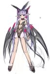  1girl animal_ears bare_legs bare_shoulders bat_wings character_request choker demon_girl demon_tail fake_animal_ears flat_chest hairband head_wings long_hair mel/a pointy_ears purple_hair rabbit_ears rough shingeki_no_bahamut succubus tail twintails violet_eyes wings 