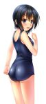  1girl :3 ass black_eyes black_hair from_behind noshimasa original school_swimsuit short_hair solo swimsuit 