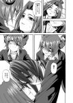  2girls blush comic eyepatch gloves headgear kantai_collection minarai_zouhyou monochrome multiple_girls personification short_hair smile sweatdrop tatsuta_(kantai_collection) tenryuu_(kantai_collection) translated yuri 