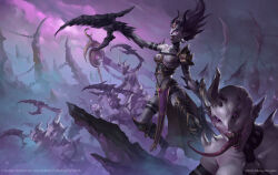  absurdres alexeykruglov artist_name chain chaos_(warhammer) claws colored_tongue demon highres monster monster_focus monster_girl no_humans official_art open_mouth purple_tongue slaanesh total_war total_war:_warhammer warhammer_fantasy 
