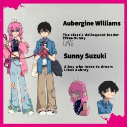  animal_ear_headphones animal_ears aubrey_(birthday)_(omori) aubrey_(faraway)_(omori) aubrey_(omori) bag bag_charm black_eyes black_hair blue_bow blue_eyes blue_jacket bow braid brown_pants character_bag character_charm charm_(object) collar collared_jacket crop_top cupcake_bunny_(omori) denim double-parted_bangs english_text fake_animal_ears forest_bunny?_(omori) hair_between_eyes hair_bow hair_ornament hairclip handbag headphones holding holding_bag holding_leash jacket jeans leash long_hair looking_at_viewer low_twin_braids mewo navel omori pants parallel_hairclips parted_lips pink_hair pink_jacket plastic_bag rabbit_ear_headphones rabbit_ears shirt shoes short-sleeved_jacket short_sleeves sneakers something_(omori) sunny_(birthday)_(omori) sunny_(omori) sweatdrop t-shirt takopii_no_genzai torn_clothes torn_jeans torn_pants twin_braids white_shirt ze_yi8473 