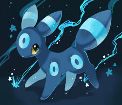  alternate_color animal_focus artist_name black_fur blue_background commentary_request facial_mark forehead_mark iwasi_29 no_humans pokemon pokemon_(creature) shiny_pokemon star_(symbol) tail twitter_username umbreon yellow_eyes 