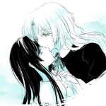  2girls houraisan_kaguya kiss monochrome multiple_girls sketch sui_(camellia) touhou white_background yagokoro_eirin yuri 