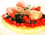  berries cranberry dessert food fruit fruit_tart gelatin iza_washiro no_humans strawberry tart_(food) white_background 