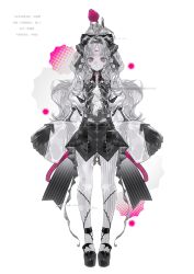  1girl absurdres black_bow black_shoes bow detached_sleeves dress facial_mark full_body hair_bow hair_ornament heilanshuimuchu highres long_hair long_sleeves looking_at_viewer original pantyhose platform_shoes ribbon shoes simple_background solo white_background wide_sleeves 