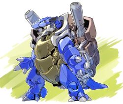  blastoise blue_eyes energy_cannon kumakoro_(tetsupag) mecha no_humans open_mouth pokemon pokemon_(creature) robot shell simple_background solo standing 