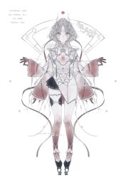  1girl absurdres chinese_clothes dress full_body gloves hair_ornament heilanshuimuchu highres long_hair long_sleeves looking_at_viewer original parted_bangs platform_shoes red_gloves ribbon simple_background skirt solo standing white_background wide_sleeves 